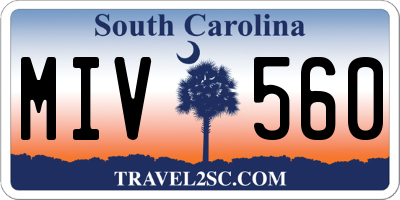 SC license plate MIV560