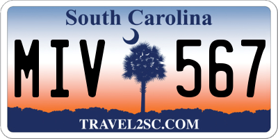 SC license plate MIV567
