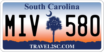 SC license plate MIV580