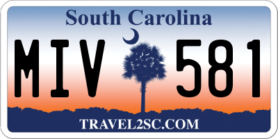 SC license plate MIV581