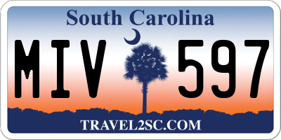 SC license plate MIV597