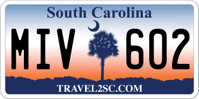 SC license plate MIV602