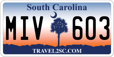 SC license plate MIV603