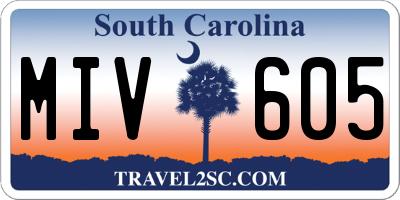 SC license plate MIV605