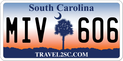 SC license plate MIV606