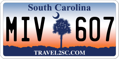 SC license plate MIV607