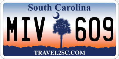 SC license plate MIV609