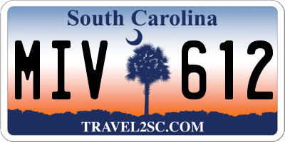 SC license plate MIV612