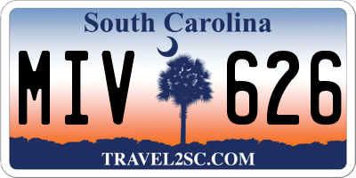 SC license plate MIV626