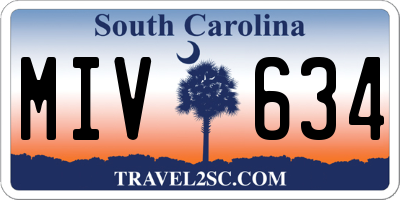 SC license plate MIV634