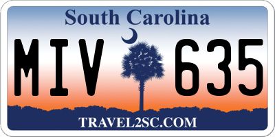 SC license plate MIV635