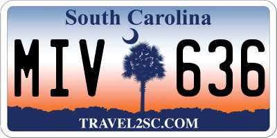 SC license plate MIV636