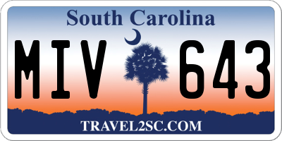 SC license plate MIV643