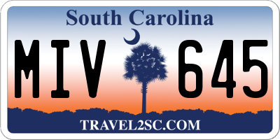 SC license plate MIV645