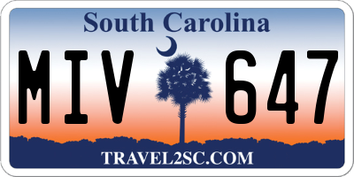 SC license plate MIV647