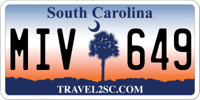 SC license plate MIV649