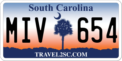 SC license plate MIV654