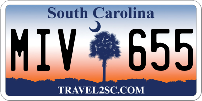 SC license plate MIV655