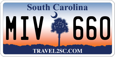 SC license plate MIV660
