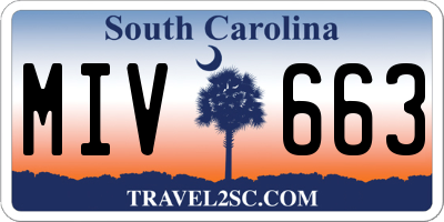SC license plate MIV663