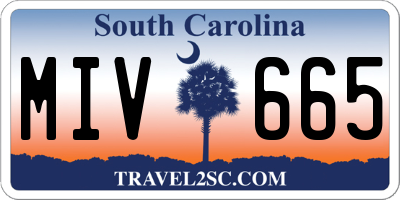 SC license plate MIV665