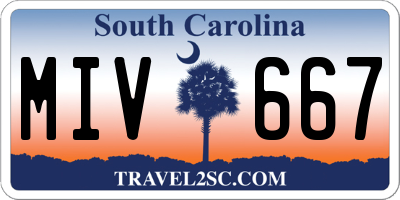 SC license plate MIV667