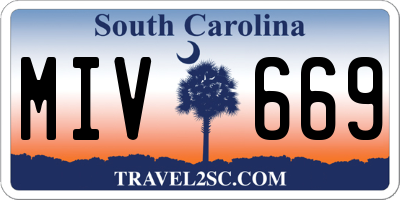 SC license plate MIV669
