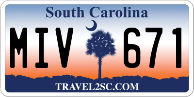 SC license plate MIV671