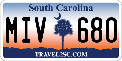 SC license plate MIV680