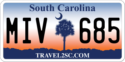 SC license plate MIV685
