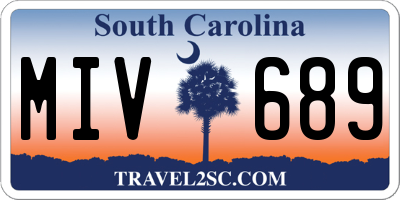 SC license plate MIV689