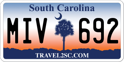 SC license plate MIV692