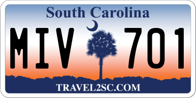 SC license plate MIV701