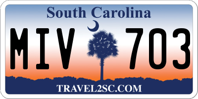 SC license plate MIV703