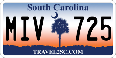 SC license plate MIV725
