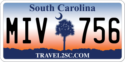 SC license plate MIV756