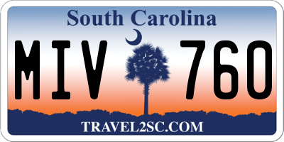 SC license plate MIV760