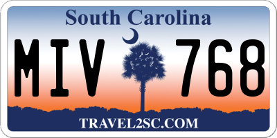 SC license plate MIV768