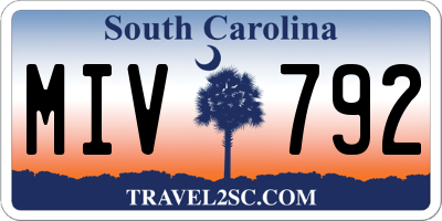 SC license plate MIV792