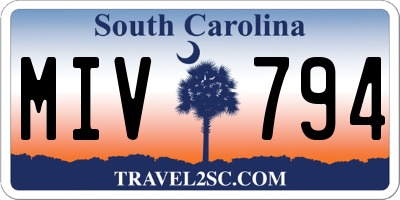 SC license plate MIV794