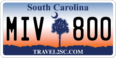 SC license plate MIV800