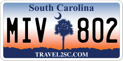 SC license plate MIV802