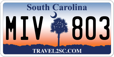 SC license plate MIV803