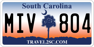 SC license plate MIV804