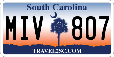 SC license plate MIV807
