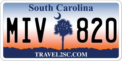 SC license plate MIV820
