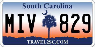 SC license plate MIV829