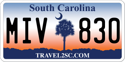 SC license plate MIV830