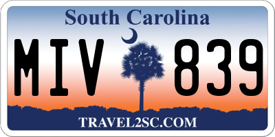 SC license plate MIV839