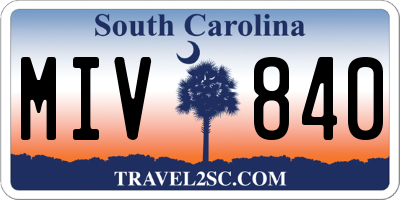 SC license plate MIV840